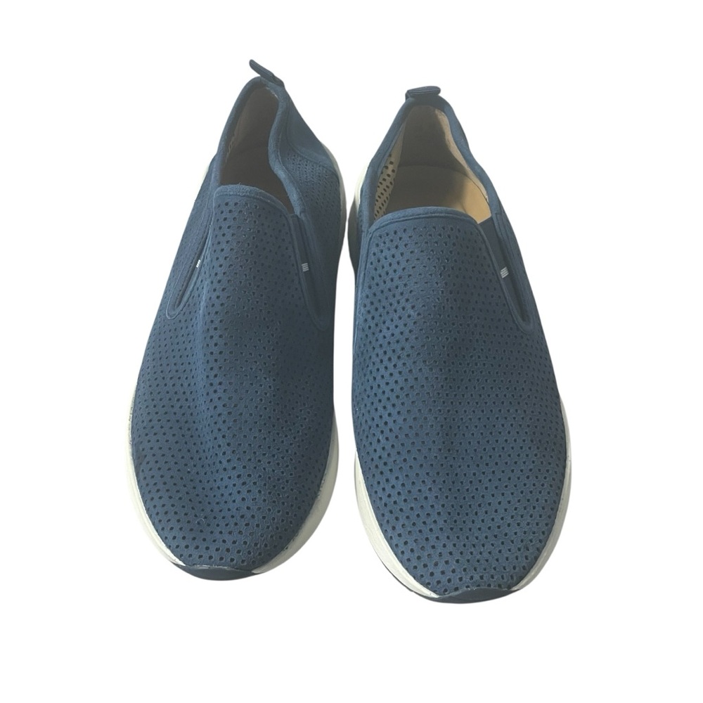 Franco Sarto Blue Suede Perforated Slip On Women’s Sneaker Shoes Sz 9M